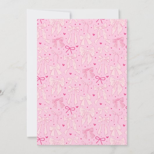 Coquette Bow Roze Baby shower Uitnodiging (Achterkant)