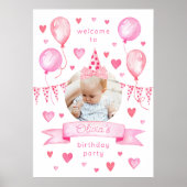 Coquette Bow Roze Foto Pet Verjaardagsfeestje Welk Poster (Voorkant)