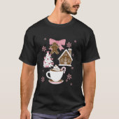 Coquette Bow Roze Gingerbread Kerst Girly Kerstmis T-shirt (Voorkant)