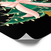 Coquette Bow Roze Kerstboom Bogen Xmas Vrouwen G Poster (Hoek)
