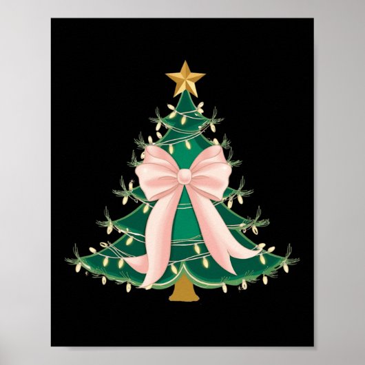 Coquette Bow Roze Kerstboom Bogen Xmas Vrouwen G Poster (Voorkant)