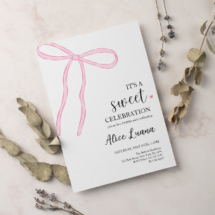 Coquette Bow Roze Verjaardagsfeest Kaart