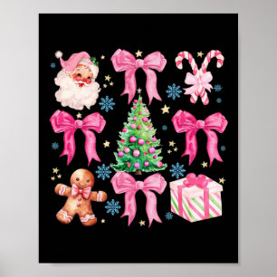 Coquette Bow Santa Claus Roze Vrolijke Kerstvrouwe Poster