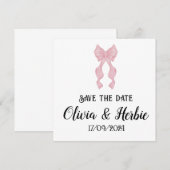 Coquette Bow Save the Date Kaart (Voorkant / Achterkant)