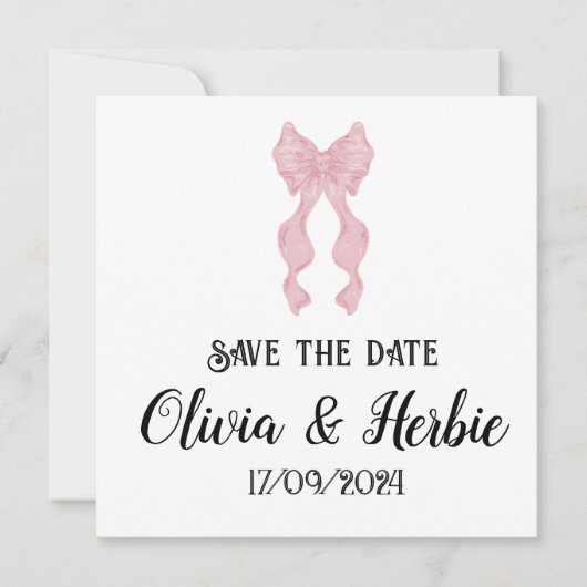 Coquette Bow Save the Date Kaart (Voorkant)