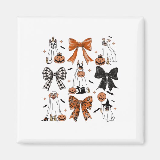 Coquette Bow Schattigee spookhonden Halloween pomp Magneet (Voorkant)