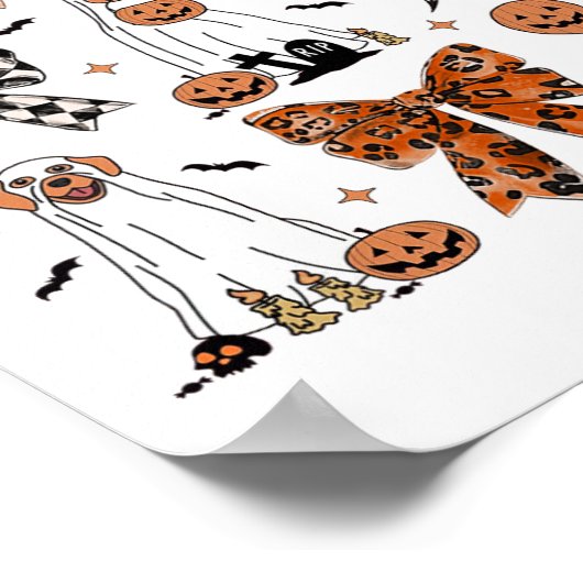 Coquette Bow Schattigee spookhonden Halloween pomp Poster (Hoek)