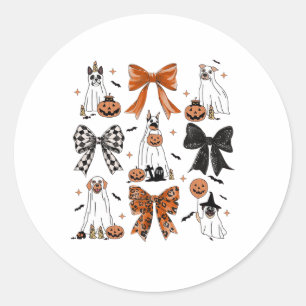Coquette Bow Schattigee spookhonden Halloween pomp Ronde Sticker