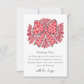 Coquette Bow Script-Baby shower Bedankkaart (Voorkant)