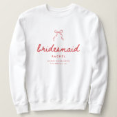 Coquette Bow Script Bridesmaid's Name Bachelorette Trui (Design voorkant)