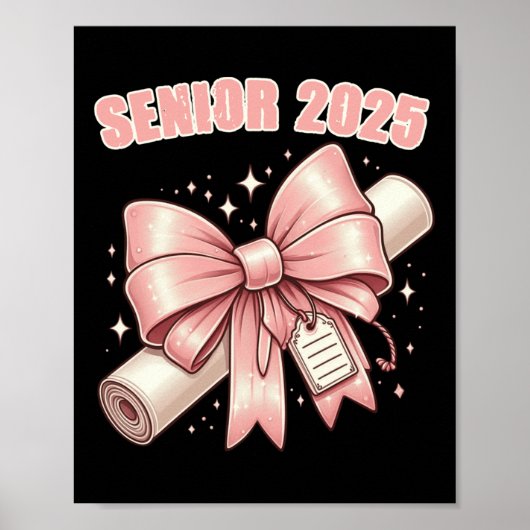 Coquette Bow Senior 2025 Afstuderen met lange mouw Poster (Voorkant)