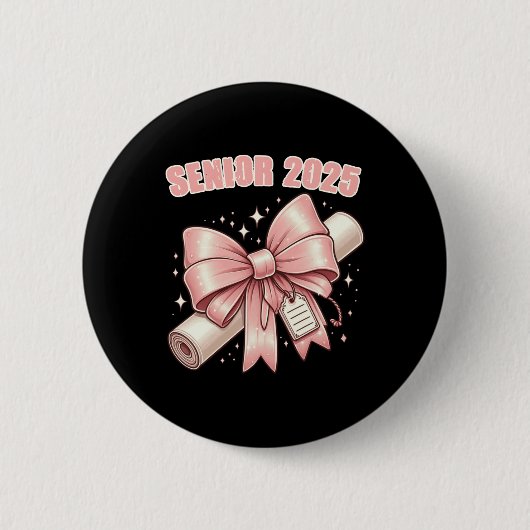 Coquette Bow Senior 2025 Afstuderen met lange mouw Ronde Button 5,7 Cm (Voorkant)