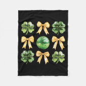 Coquette Bow Shamrock Disco Ball Patricks Day Iris Fleece Deken (Voorkant)