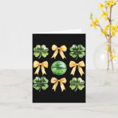 Coquette Bow Shamrock Disco Ball Patricks Day Iris Kaart (Gele Bloem)