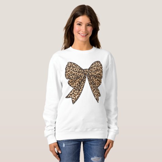 Coquette Bow Shirt Leopard Print Bow Sweatshirt (Voorkant volledig)