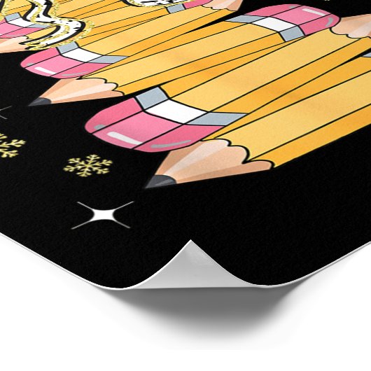 Coquette Bow Snowflake Kerstmis kerstboom potloden Poster (Hoek)