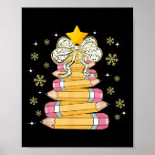 Coquette Bow Snowflake Kerstmis kerstboom potloden Poster (Voorkant)