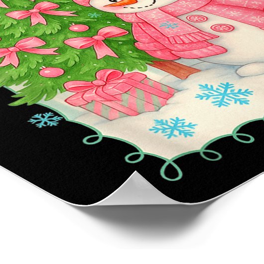 Coquette Bow Snowman Nk Christmas Tree Funny Xmas Poster (Hoek)
