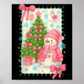 Coquette Bow Snowman Nk Christmas Tree Funny Xmas Poster (Voorkant)