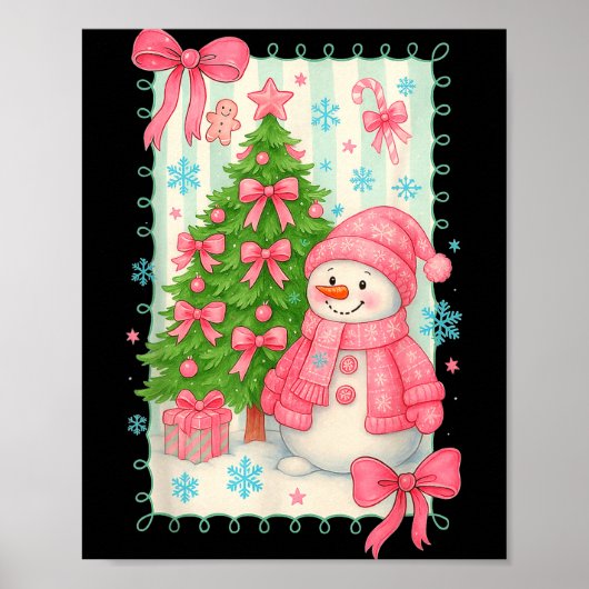 Coquette Bow Snowman Nk Christmas Tree Funny Xmas  Poster (Voorkant)