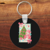 Coquette Bow Snowman Nk Christmas Tree Funny Xmas Sleutelhanger (Voorkant)