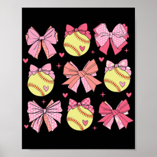 Coquette Bow Softbal Moeder Moederdag Softbal Mam Poster