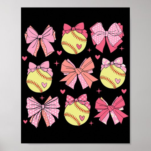 Coquette Bow Softbal Moeder Moederdag Softbal Mam Poster (Voorkant)