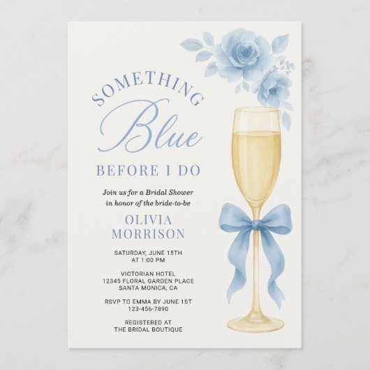 Coquette Bow Something Blue QR Code Bridal Shower  Kaart (Voorkant)