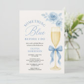 Coquette Bow Something Blue QR Code Bridal Shower  Kaart (Staand voorkant)