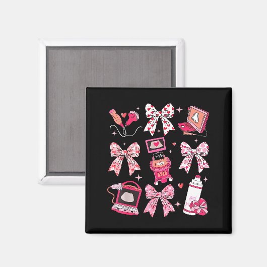 Coquette Bow Sonographer Valentine Ultrasound Tech Magneet (Voorkant / Achterkant)