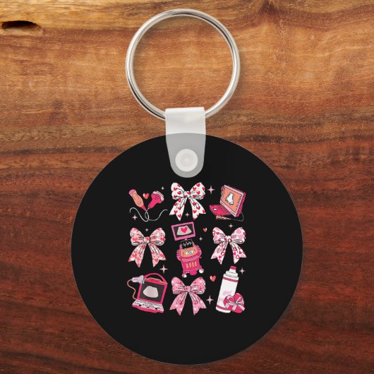 Coquette Bow Sonographer Valentine Ultrasound Tech Sleutelhanger (Voorkant)