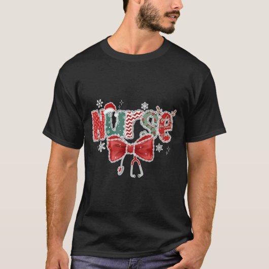 Coquette Bow Stethoscoop Nurse Merry Christmas XMA T-shirt (Voorkant)