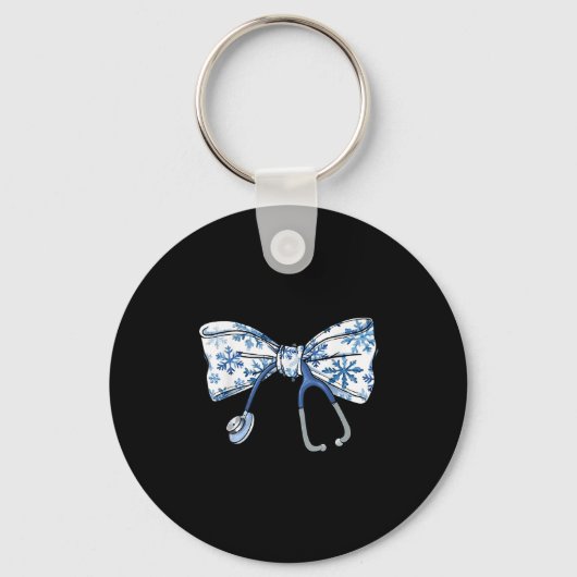 Coquette Bow Stethoscoop Verpleegster Kerst Kerstm Sleutelhanger (Voorkant)