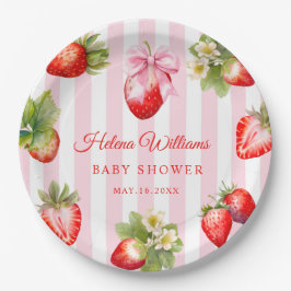Coquette Bow Strawberries Baby Shower Papieren Bordje