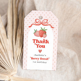 Coquette Bow Strawberry 1st Birthday Party Cadeaulabel