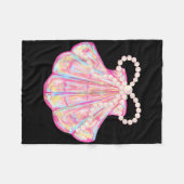 Coquette Bow Summer Vibes Pink Clam Funny Beach Va Fleece Deken (Voorkant (Horizontaal))