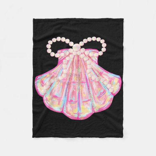 Coquette Bow Summer Vibes Pink Clam Funny Beach Va Fleece Deken (Voorkant)