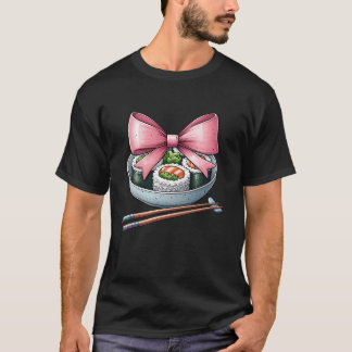Coquette Bow Sushi Japans eten Roze lint Mom M T-shirt