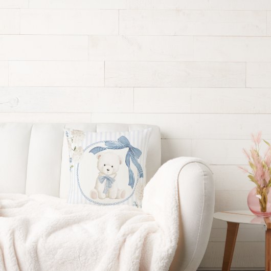 Coquette Bow Teddy Bear Baby Boy Nursery Kussen (Bank)