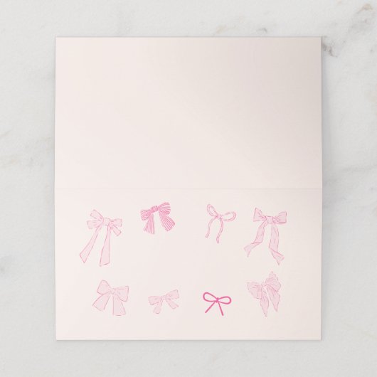Coquette Bow Theme Party Eten Label Plaatskaartje (Buitenkant ongevouwen)