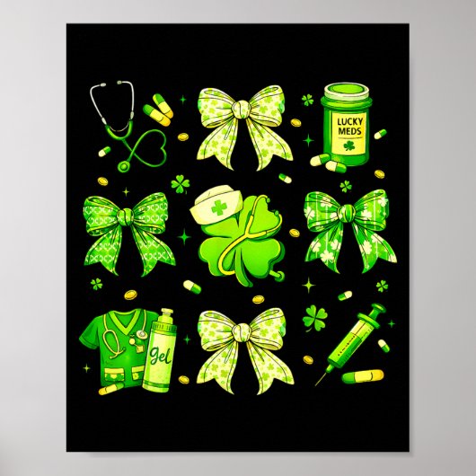 Coquette Bow Tie Nurse Funny For Girl Women St Pat Poster (Voorkant)