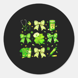Coquette Bow Tie Nurse Funny For Girl Women St Pat Ronde Sticker