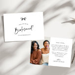 Coquette Bow To My Bridesmaid Wedding Day Photo Bedankkaart<br><div class="desc">The Coquette Bow To My Bridesmaid Wedding Day Photo Thank You Card is a heartfelt way to express gratitude to your bridesmaid. Featuring an elegant bow design and space for a cherished photo,  this card adds a personal touch to your appreciation.</div>