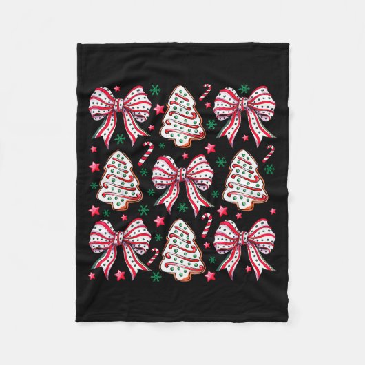 Coquette Bow Tree Cake Candy Cane Merry Christmas  Fleece Deken (Voorkant)
