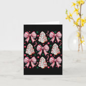 Coquette Bow Tree Cake Candy Cane Merry Christmas Kaart (Gele Bloem)