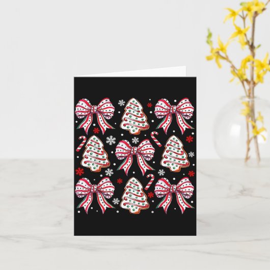 Coquette Bow Tree Cake Candy Cane Merry Christmas  Kaart (Gele Bloem)