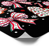 Coquette Bow Tree Cake Candy Cane Merry Christmas Poster (Hoek)