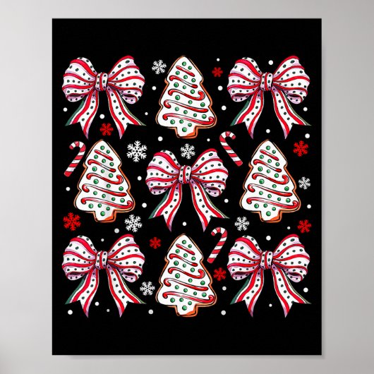 Coquette Bow Tree Cake Candy Cane Merry Christmas Poster (Voorkant)