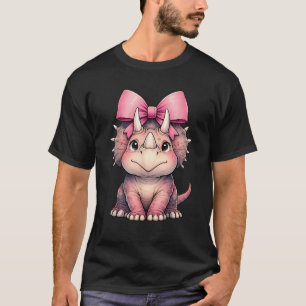 Coquette Bow Triceratops Dinosaur Pink Ribbon Mom T-shirt