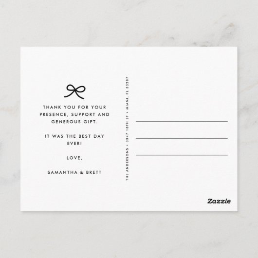 Coquette Bow Trouwfoto Dank u Briefkaart (Achterkant)